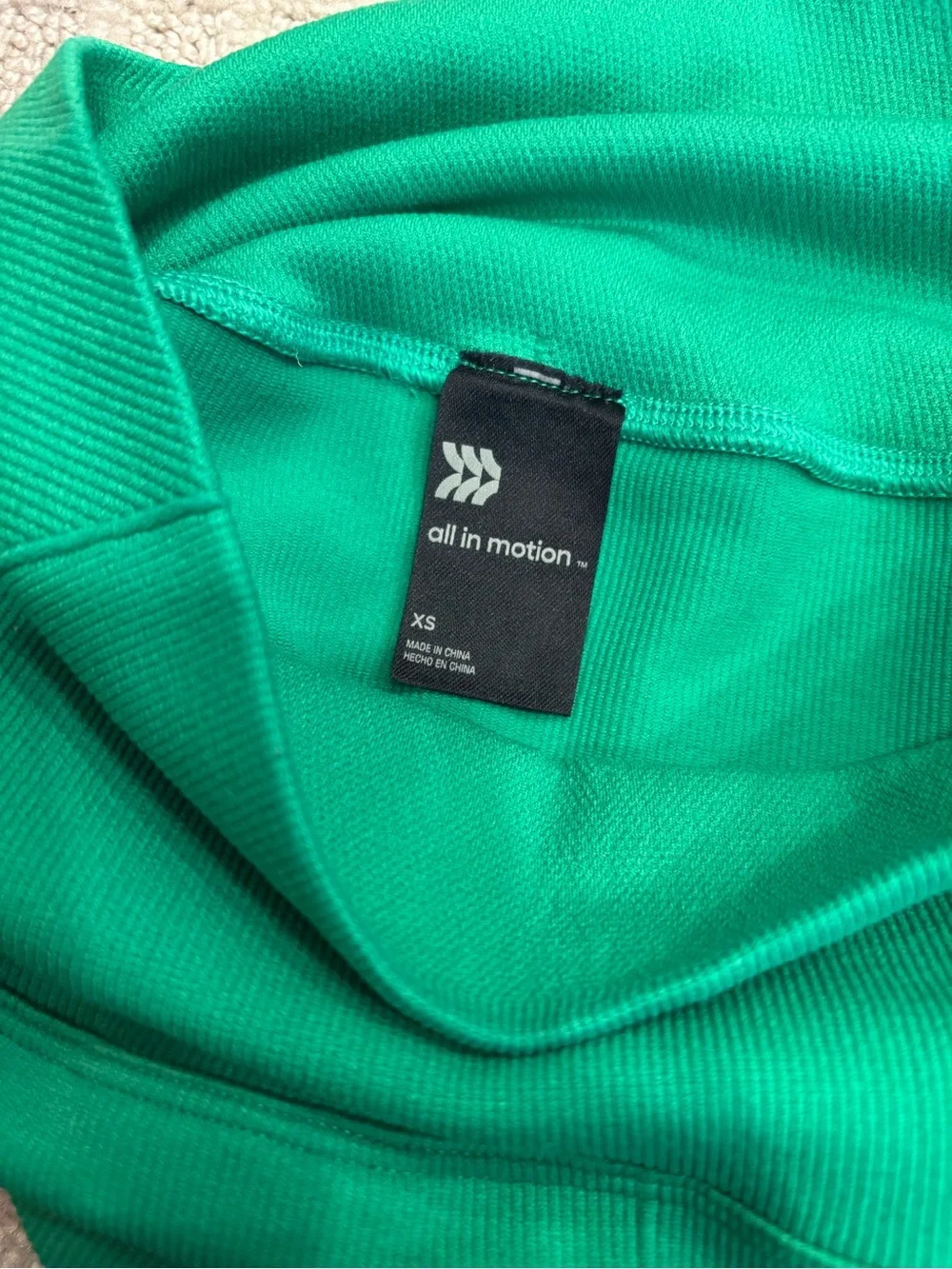 All in Motion Kelly Green Matching Activewear Set Biker Shorts Sports Bra XS
